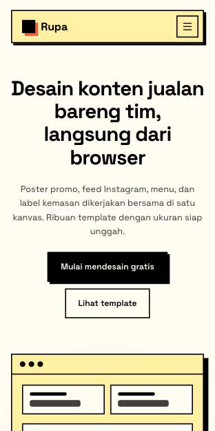 Tampilan template Kanvas tebal di ponsel