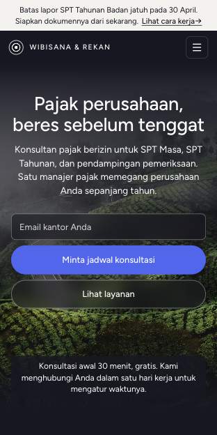 Tampilan template Malam berkabut di ponsel