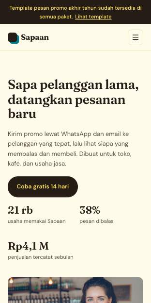 Tampilan template Kuning ramah di ponsel