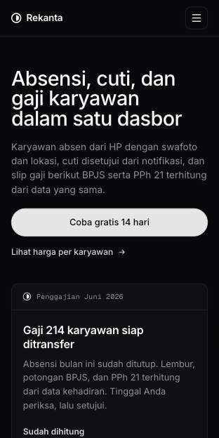 Tampilan template Dasbor gelap di ponsel