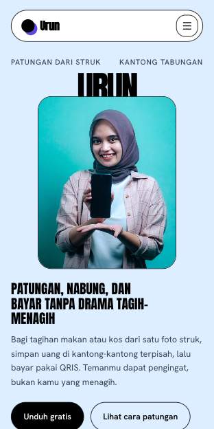 Tampilan template Stiker di ponsel