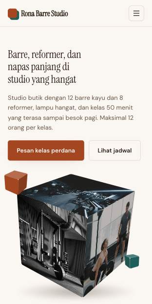 Tampilan template Studio butik di ponsel