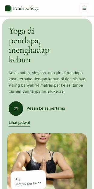 Tampilan template Yoga kebun di ponsel