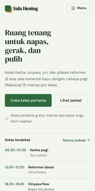 Tampilan template Yoga & pilates di ponsel