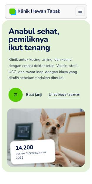 Tampilan template Klinik ceria di ponsel