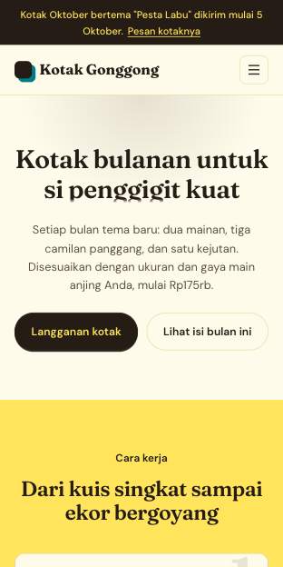 Tampilan template Kotak bulanan di ponsel