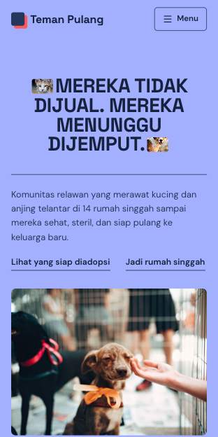 Tampilan template Rumah singgah di ponsel