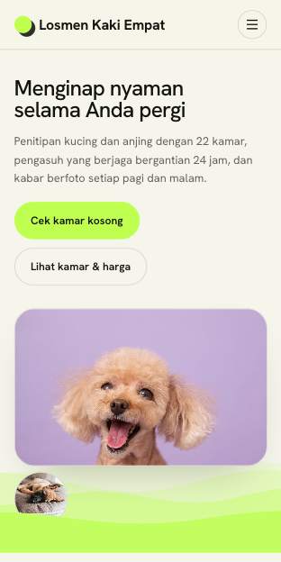 Tampilan template Losmen anabul di ponsel