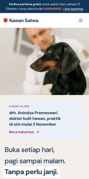 Tampilan template Klinik ramah di ponsel