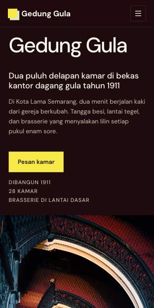 Tampilan template Gedung tua di ponsel