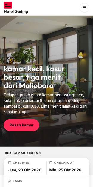 Tampilan template Kapsul merah di ponsel