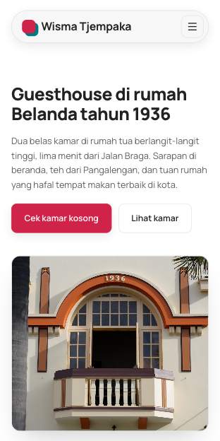 Tampilan template Pesan kamar ramah di ponsel