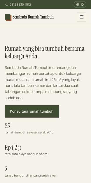 Tampilan template Bersahaja di ponsel