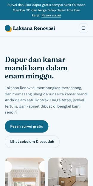 Tampilan template Rumah hangat di ponsel