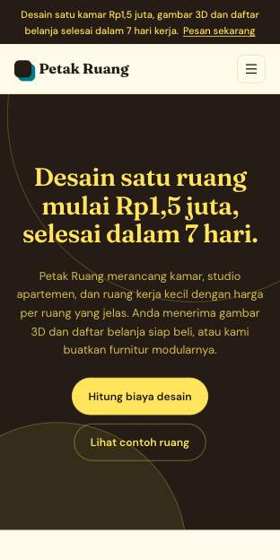 Tampilan template Rencana ruang di ponsel