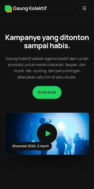 Tampilan template Agensi berani di ponsel