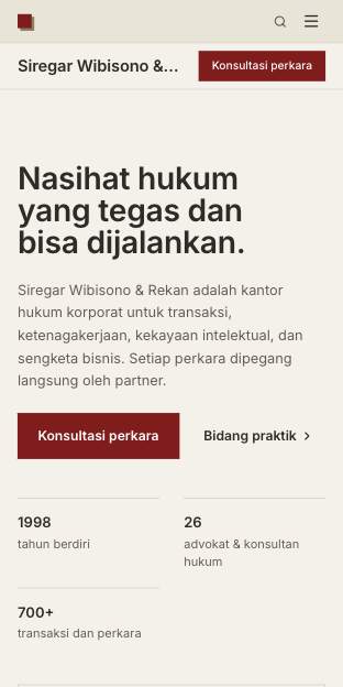 Tampilan template Kantor hukum di ponsel