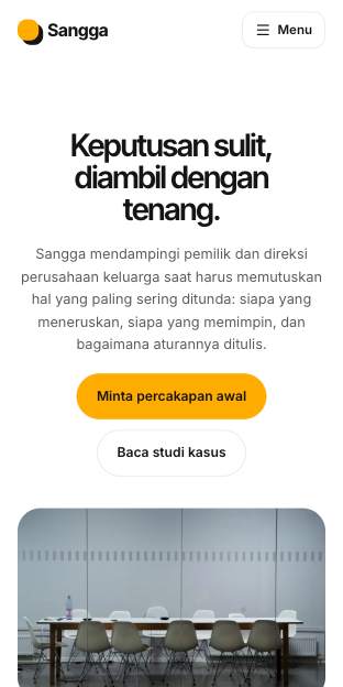 Tampilan template Ruang direksi di ponsel