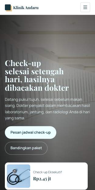 Tampilan template Alpen di ponsel