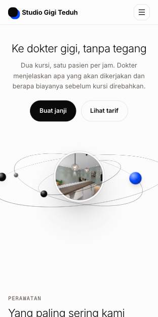 Tampilan template Gading di ponsel