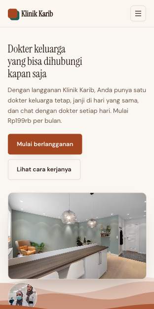 Tampilan template Dokter langganan di ponsel