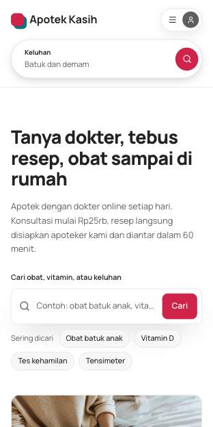 Tampilan template Konsultasi cepat di ponsel