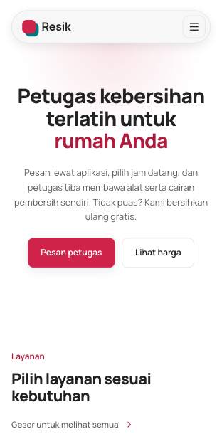 Tampilan template Produk ramah di ponsel
