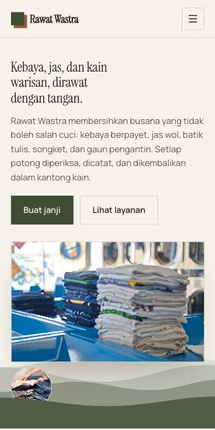 Tampilan template Rawat busana di ponsel