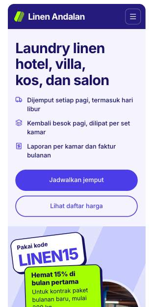 Tampilan template Limau ungu di ponsel