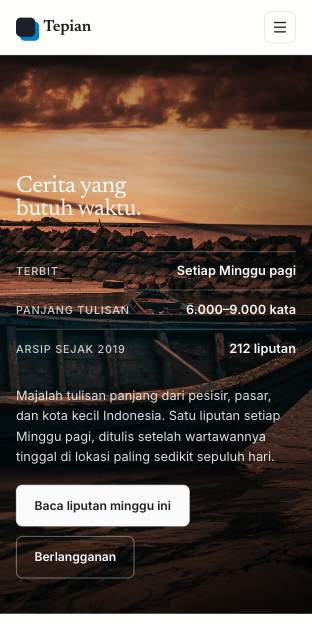 Tampilan template Jurnal panjang di ponsel
