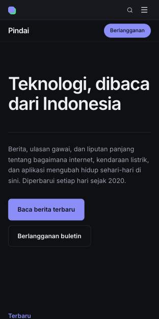 Tampilan template Portal teknologi di ponsel