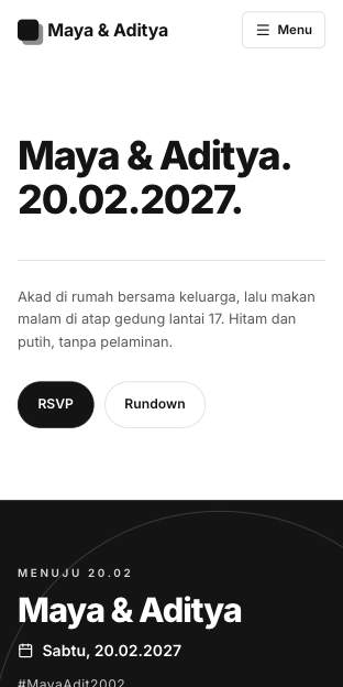 Tampilan template Modern minimal di ponsel
