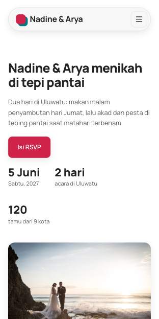 Tampilan template Situs pasangan di ponsel