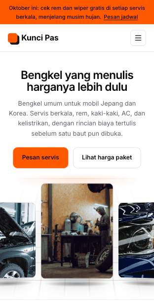 Tampilan template Bengkel jingga di ponsel