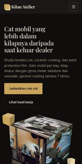 Tampilan template Studio detailing di ponsel