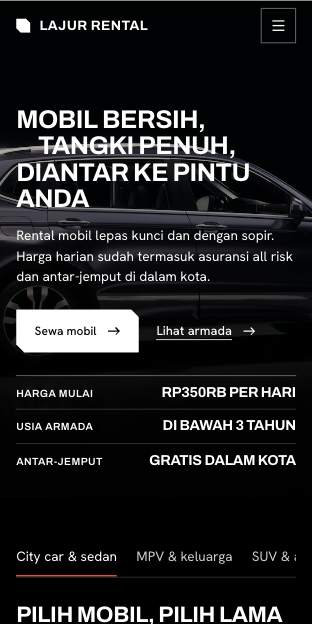 Tampilan template Hitam putih berundak di ponsel