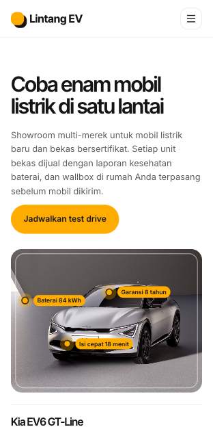Tampilan template Etalase listrik di ponsel
