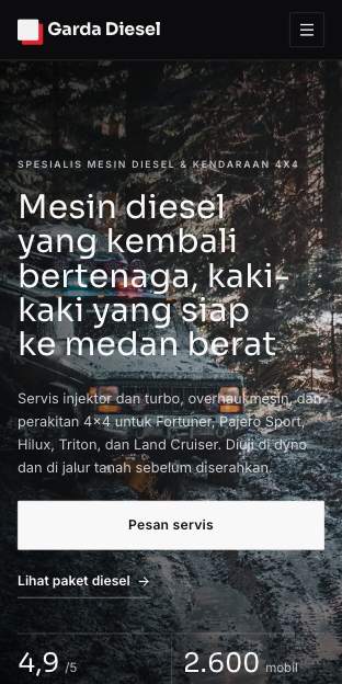 Tampilan template Garasi malam di ponsel
