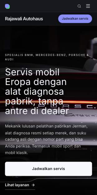Tampilan template Spesialis sport di ponsel