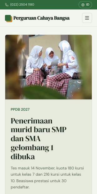 Tampilan template Sekolah klasik di ponsel