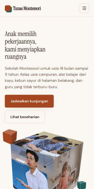 Tampilan template Rumah tumbuh di ponsel