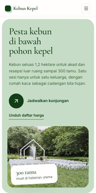 Tampilan template Kebun pesta di ponsel