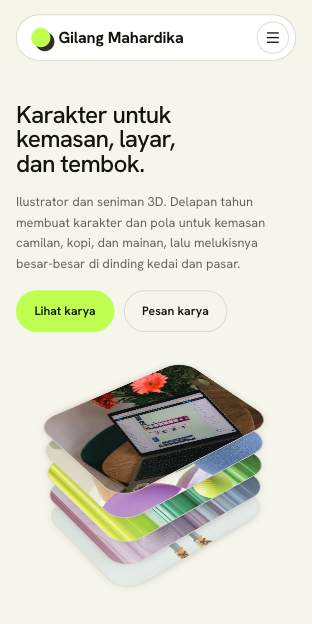 Tampilan template Lapisan karya di ponsel
