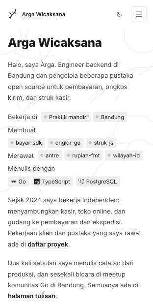 Tampilan template Kolom pustaka di ponsel