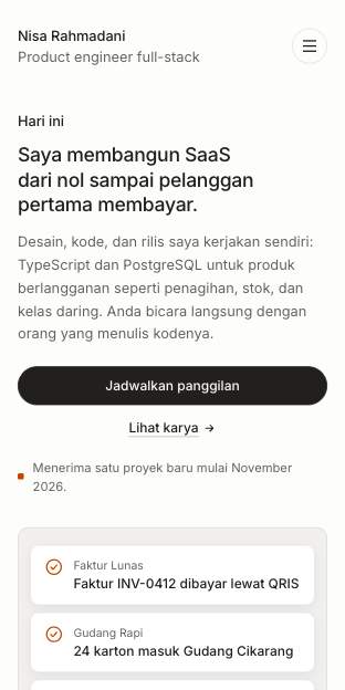 Tampilan template Kolom catatan di ponsel