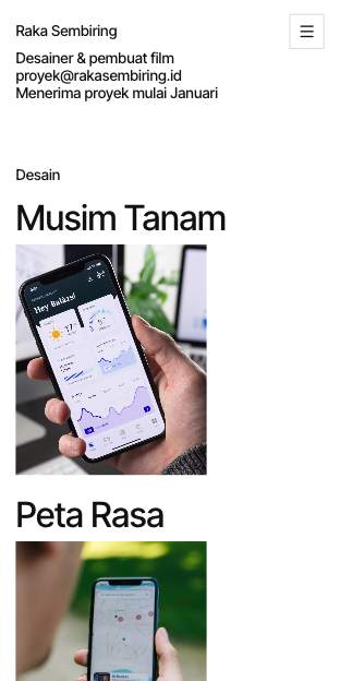 Tampilan template Indeks karya di ponsel