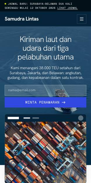 Tampilan template Lintas samudra di ponsel