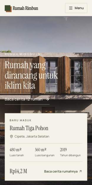 Tampilan template Rumah pilihan di ponsel