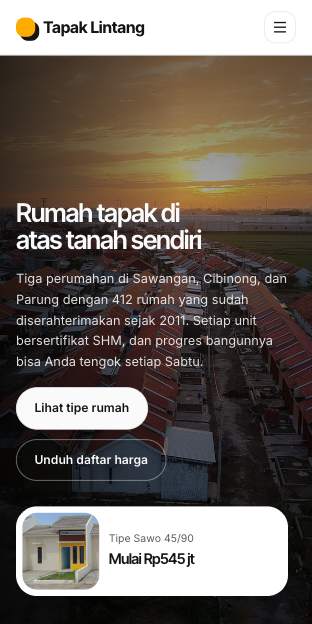 Tampilan template Rumah tapak di ponsel