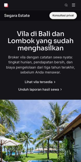 Tampilan template Prestise di ponsel